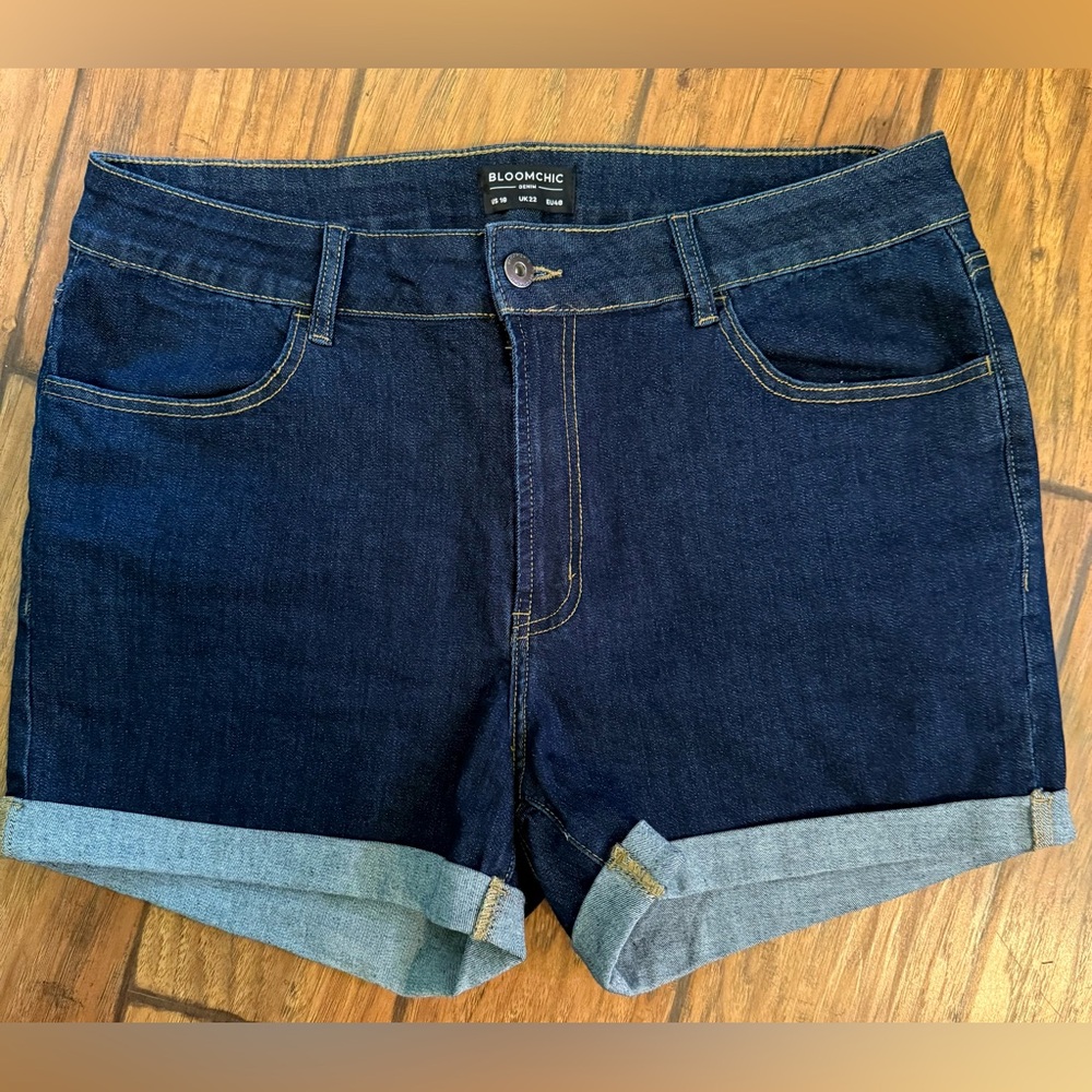 BloomChic Blue Jean Shorts with Rolled Cuffs